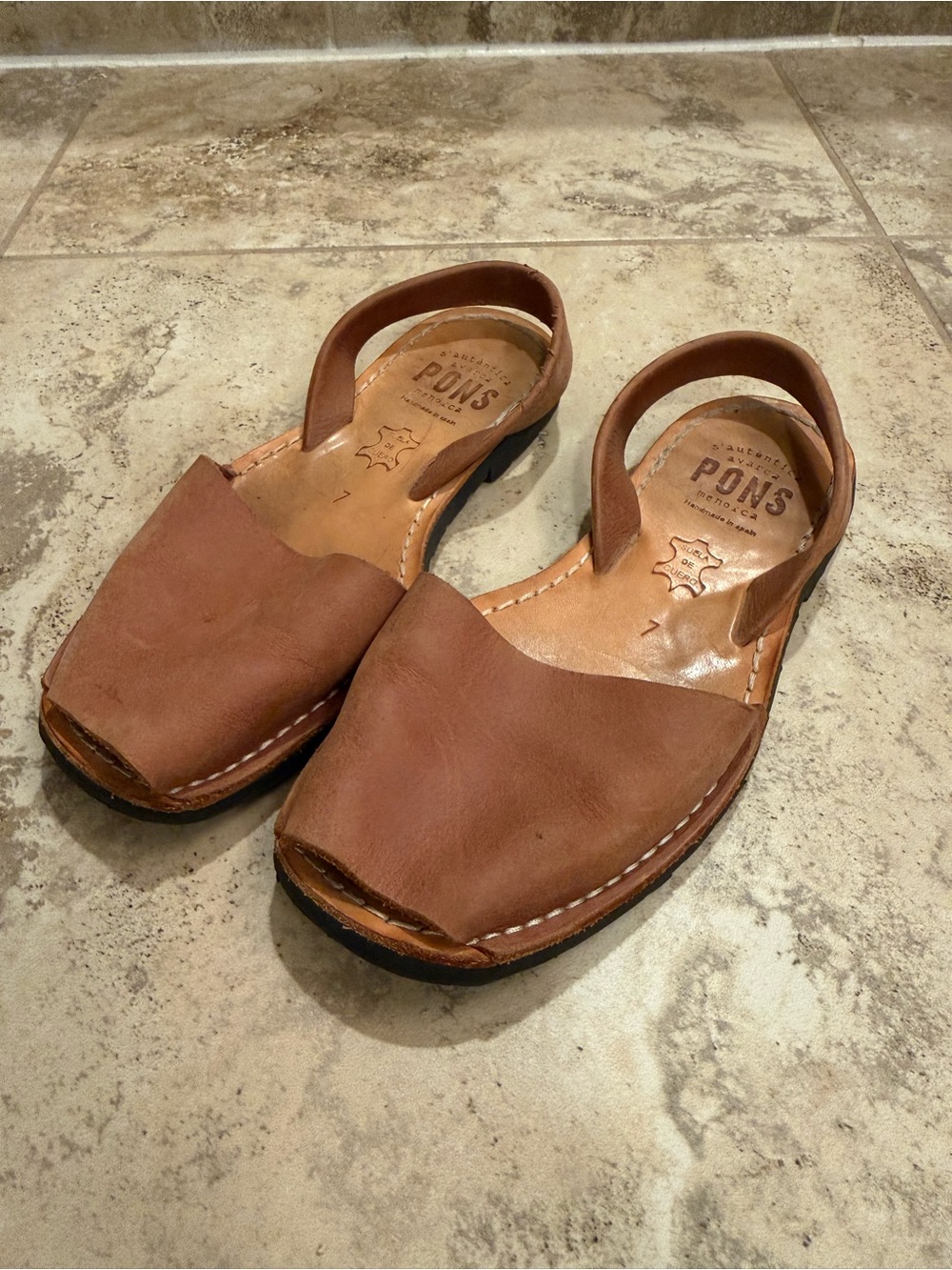 Pons Tan Leather Slingback Sandals - Women's